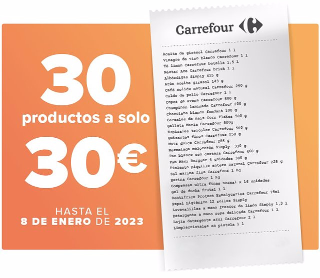 Carrefour's 30-euro list includes salt, flour, sunflower oil and sliced ​​bread, among other products