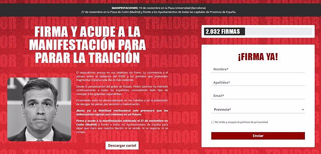 Vox begins a collection of signatures against Sánchez as a mobilization for a large demonstration in Colón on the 27th