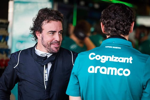 Fernando Alonso visits the Aston Martin headquarters for the first time