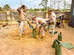 Spanish soldiers reinforce the security of their base in Mali after recent terrorist attacks in the region