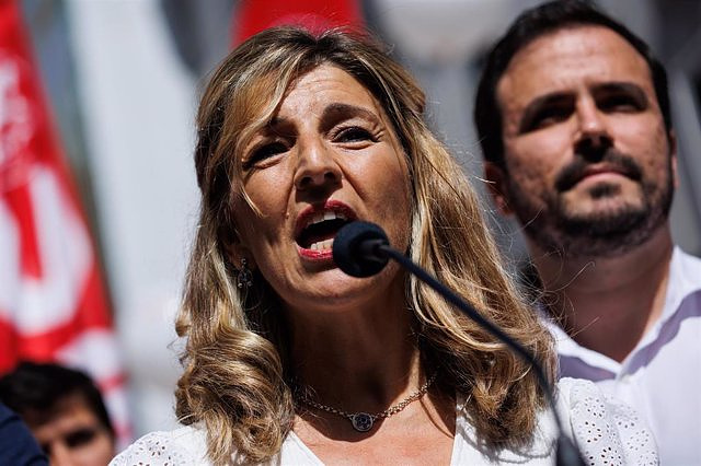 May 1.- Díaz, Garzón and Montero attend the demonstration in Madrid for Labor Day