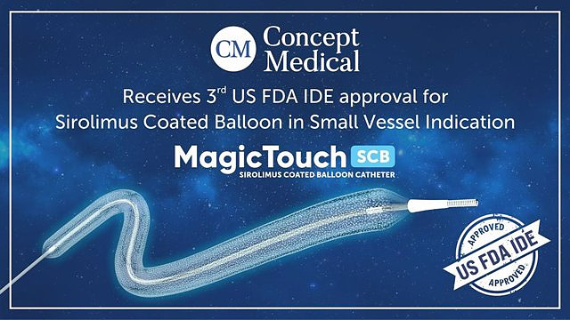 RELEASE: Concept Medical Receives IDE Approval for Its MagicTouch Sirolimus-Coated Balloon Catheter