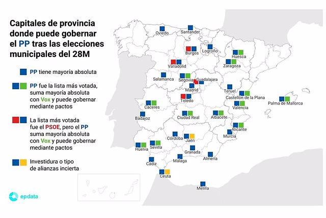 Vox's 'yes' to the PP, essential to remove the municipalities of Toledo, Guadalajara, Burgos and Valladolid from the PSOE
