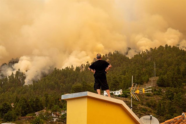 The evacuations due to the La Palma fire are maintained and work is being done so that it does not spread to the north