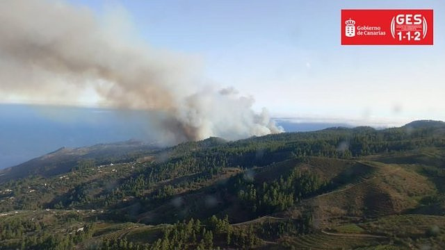 The fire in Puntagorda (La Palma) affects 140 hectares, burns 11 homes and evicts 500 residents