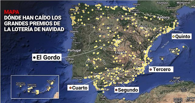 MAP | Municipalities where the 'Gordo' has fallen, second, third, fourth and fifth prizes of the 2023 Christmas Draw