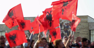 Thousands of people protest in Tirana against the socialist government of Albania