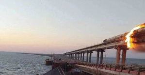 War Ukraine - Russia | An explosion of a fuel tank damages the Kerch bridge that links Russia with Crimea