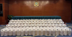 Seized in Hong Kong 1.8 tons of liquid methamphetamine that would have a value of 128 million euros