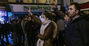Hundreds demonstrate in Paris to protest Friday's shooting at a Kurdish cultural center