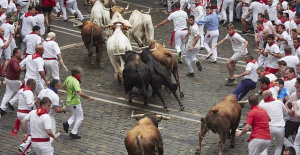 The bulls of La Palmosilla star in a fast and run over first running of the bulls of Sanfermines