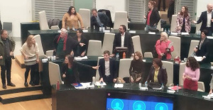Councilors from PSOE and Más Madrid leave the Plenary due to the words of Ortega Smith, who throws a bottle on Rubiño's seat